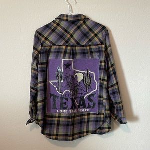 Texas Lone Star State Up-cycled Flannel Shirt